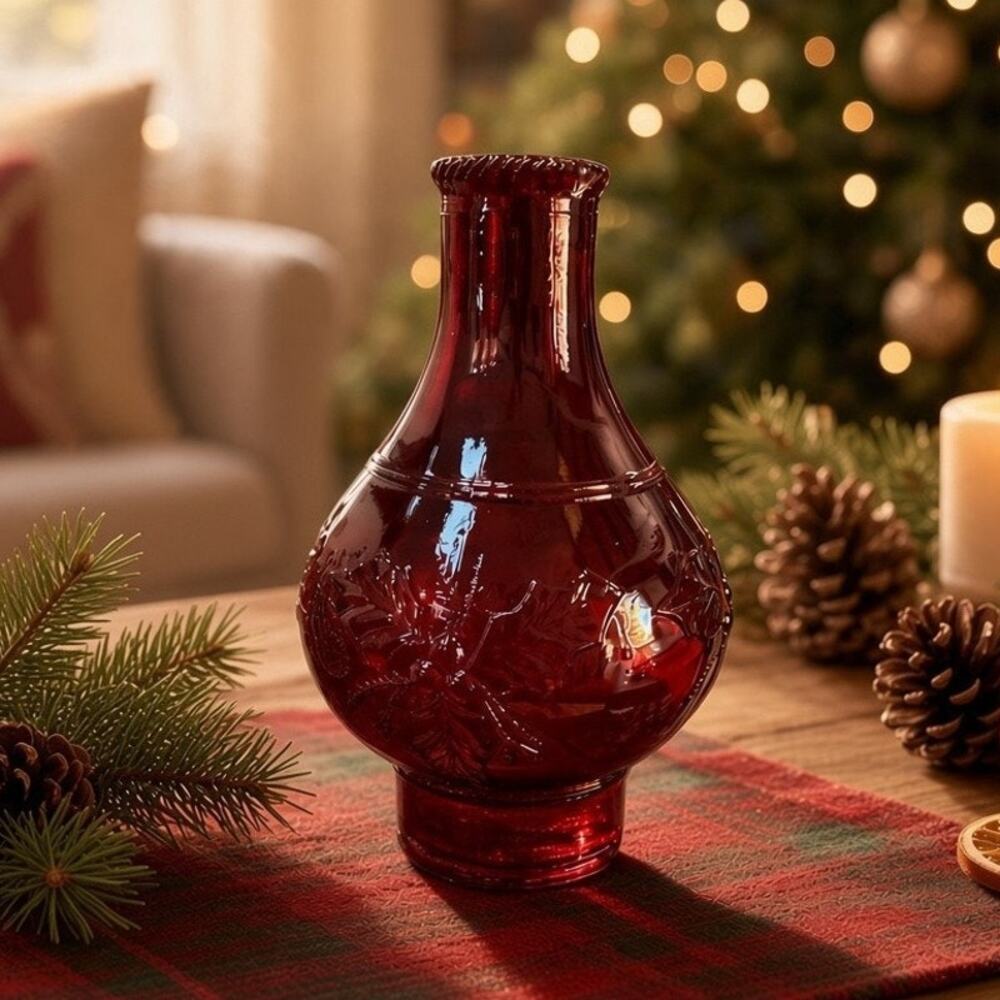 Vintage Wheaton Ruby Red Holly Berry Fire Extinguisher Bottle Christmascore 6in